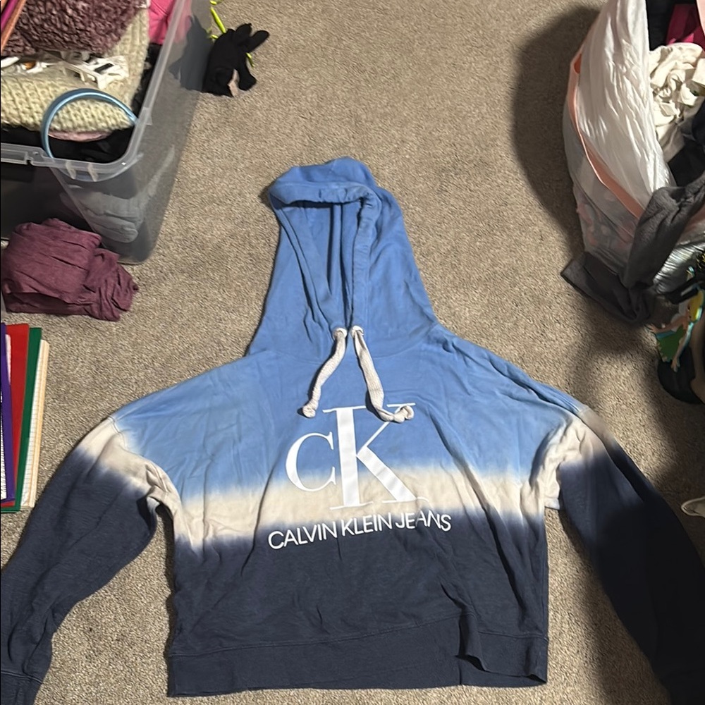 Calvin Klein Jeans Blue and White Hoodie
